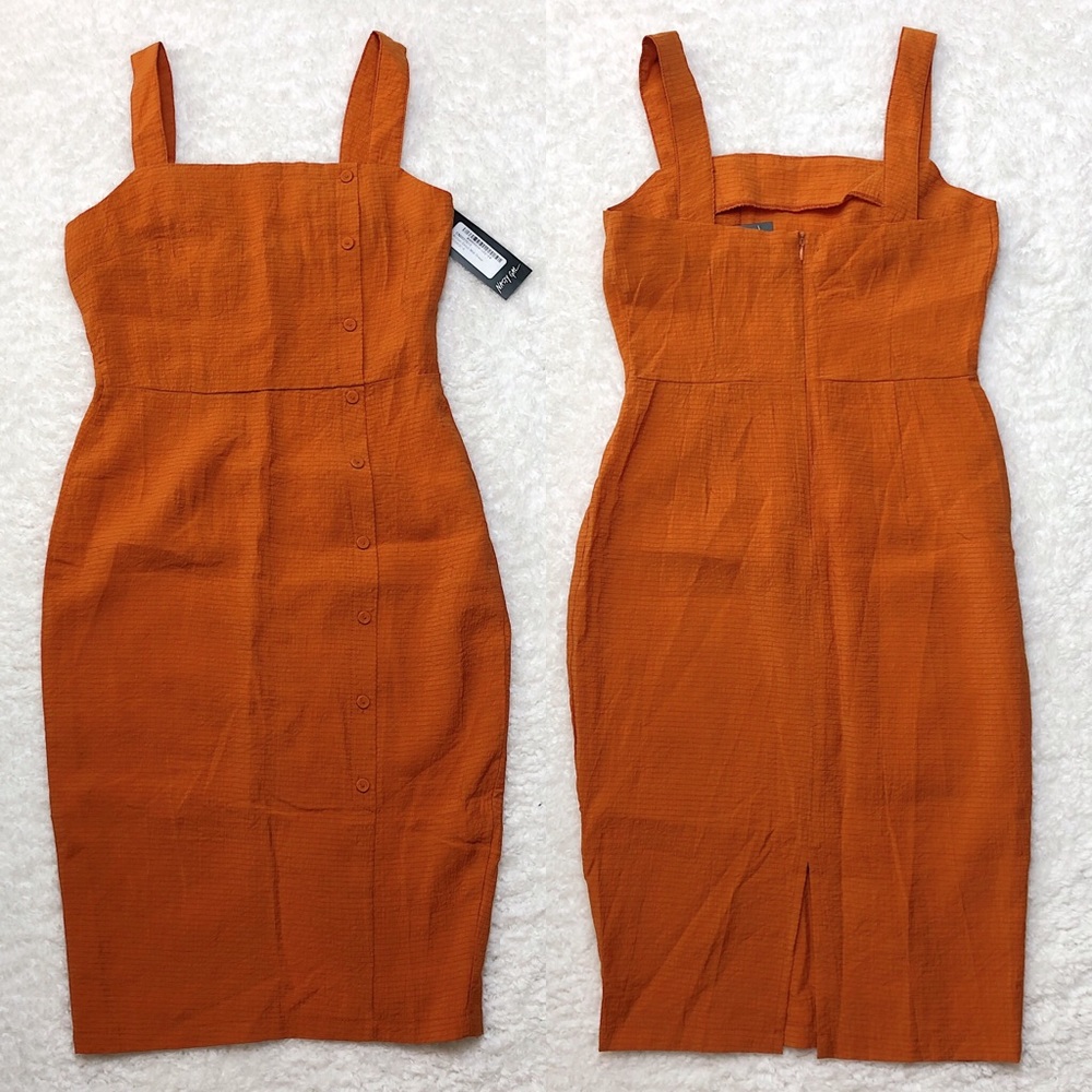 Nasty Gal Orange Textured Midi Dress